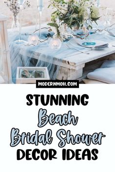 Planning a beach bridal shower? Explore stunning beach bridal shower decor ideas that will make the perfect venue. From sophisticated Mediterranean touches to laid-back coastal charm, learn how to create a relaxing atmosphere that engages guests in a seaside experience with our favorite beach bridal shower decorations! | Themed Bridal Shower Beach Bridal Shower Decorations, Bridal Shower Decor Ideas, Maid Of Honor Responsibilities, Shower Decor Ideas, Beach Bridal Showers