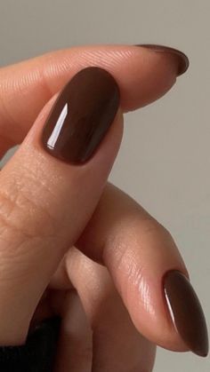 Short Oval Brown Nails, Brown Nail Short, Fall Nails 2024 Neutral, Light Brown Gel Nails Short, Short Round Brown Nails, Shiny Brown Nails, Brown Nail Aesthetic, Solid Brown Nails, Brown Nails 2024