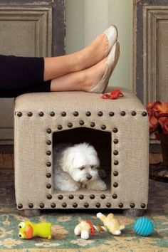 a woman sitting on top of a dog house