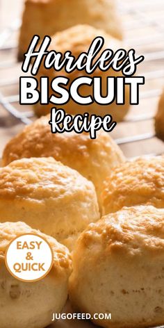 homemade biscuits on a cooling rack with text overlay that reads, handless biscuit recipe easy and quick