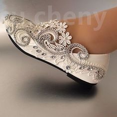 Picture 12 of 14 Bridal Shoes Wedges, Flat Wedding Shoes, Pearl Wedding Shoes, Bridal Garters Set, Veil Accessories, Daisy Wedding, Pearls Wedding