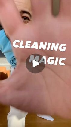 someone is cleaning their hand with a sponge