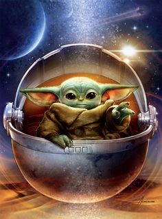 a baby yoda in a space suit