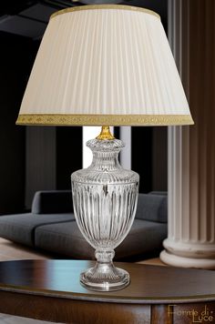 a lamp that is on top of a table