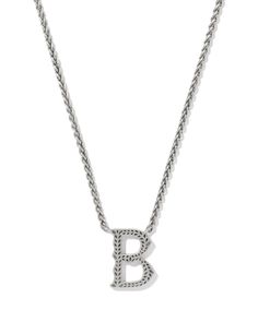 The beloved letter necklace style meets the charm of the Lone Star State in the Beau Letter B Pendant Necklace in Vintage Silver. Crafted in vintage-inspired metal, this pendant’s etched script is a play on our signature hoofprint detailing. Whether you’re showing off your initials or someone else’s, this style will be hard to ignore. This necklace is a part of Yellow Rose by Kendra Scott—a brand that celebrates ranch life with Kendra Scott staples alongside select curated jewelry pieces and acc Silver Kendra Scott, Letter Necklace Silver, Hoof Print, Lone Star State, Ranch Life, Letter B, Initial Pendant, Letter Necklace, Lone Star