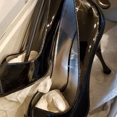 Like New In Box I Don't Think They Have Been Used Size 6.5 Modest Goth, Denim Heels, Bow Wallpaper, Guess Heels, Strappy Stilettos, Snakeskin Heels, Fancy Shoes, Leather Boot Shoes, Patent Leather Shoes