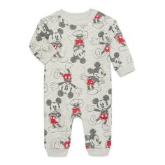 All you need is a little bit of magic and a cozy one-piece! The Mickey Mouse All-Over Print One-Piece is an adorable, super soft and cozy romper that features an all-over print of Mickey Mouse in various playful poses, adding a fun touch to your little ones wardrobe. The romper comes with convenient snaps, making diaper changes quick and easy. Your baby can slip this one-piece on and start their nightly slumber or have fun playtime, all with the one and only Mickey Mouse. Size: 6/9 Months.  Color: Gray.  Gender: unisex.  Age Group: infant. Playful Poses, Baby Mouse, Long Romper, Cotton Bodysuit, Baby Gender, Baby Boy Or Girl, Short Sleeve Bodysuit, The One And Only, Printed Rompers