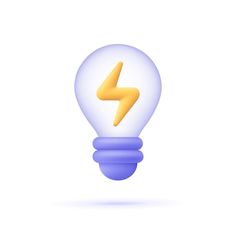 an electric light bulb with a lightning bolt inside it, on a white background illustration