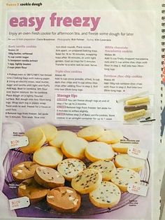 a recipe book with instructions for how to make easy freezey crackers and cookies