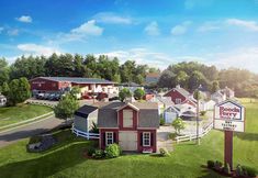 an aerial view of the red barn country inn