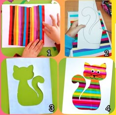 Cat Crafts Preschool, Preschool Arts And Crafts, Animal Fun, Kindergarten Crafts, Paper Animals, Kindergarten Art, Art N Craft, Craft Club, Make Paper