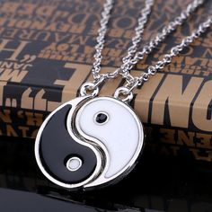 yin yang friend or couple necklace matching yin yang adjustable cord bracelet, yin yang couple pendant necklace chain for friendship boyfriend girlfriend (silver) 2023 - US $7.99 Yin Yang Necklace Couple, Yin Yang Necklace, Bff Jewelry, Couples Accessories, Bff Necklaces, Cheap Necklaces, Lovers Necklace, Couple Necklaces, Friendship Necklaces