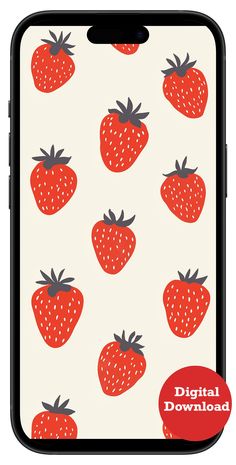 a phone with red strawberries on it