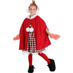 Introducing the Dr. Seuss Cindy Lou Who Christmas Costume for Girls – an enchanting and whimsical ensemble that brings the magic of Whoville right to your doorstep. This officially licensed costume is perfect for young fans of Dr. Seuss and the classic tale of the Grinch, offering a delightful and detailed transformation into the beloved character, Cindy Lou Who.Crafted from 100% polyester, this costume is a faithful representation of Cindy Lou Who's iconic outfit. The poly blend twill dress fea Hooville Costumes, Who Makeup Dr Seuss, Diy Cindy Lou Who Costume, Grinch Play, Christmas Character Costumes, Storybook Christmas, Grinch Costume