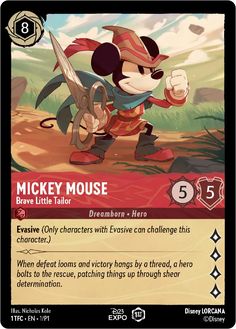 mickey mouse from brave little tailor card with the caption's name on it