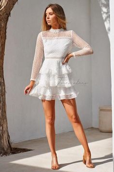 Cassidy Dress - White Three Tiered Skirt, Spring Outfits 2022, Cute Spring Outfits, Sweetheart Dress, Lace Dresses, Dress Out, Round Neck Dresses, Outfits 2022, Sport Dress