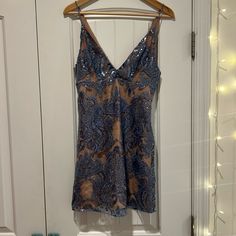 Nude And Blue Sparkles, Mini Dress, Size 2, Free People, Never Worn Boho Inspo, Vintage Mini Dresses, Free People Mini Dress, Poshmark Finds, Blue Sparkles, Fall 2024, Mini Dresses, Free People Dresses, Free People Dress