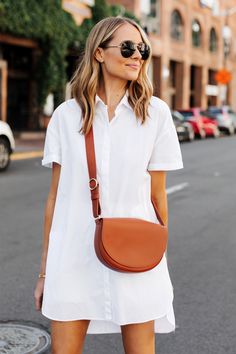 Simple Spring Outfits, Stile Casual Chic, Mode Tips, Cheap Dresses Casual, Cheap Clothes Online, Fashion Jackson, Fashion Blogger Style, White Shirt Dress