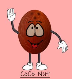 an illustration of a cocoa nut holding up his hand