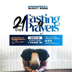 the poster for 24 fasting and prayers shows a man kneeling on his knees