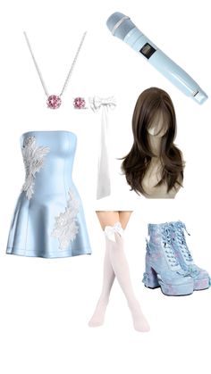 Kpop Dr Stage Outfits, Kpop Soloist Outfit Ideas, Stage Outfits Blue, Singer Outfit Ideas, Solo Outfits Kpop, Solo Kpop Outfits, Kpop Inspired Outfits Stage, Cute Stage Outfits