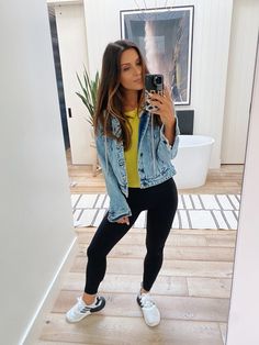 LIKEtoKNOW.it Denim Trucker Jacket, Trucker Jacket, Comfy Casual, Influencer, Lounge Wear, Mirror Selfie, Boutique