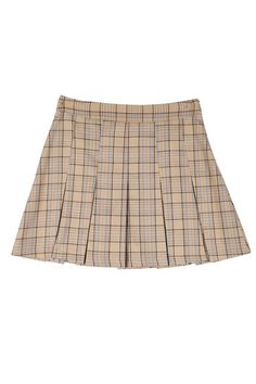 - Plaid pleated mini skirt, 6 pin-tucks for each front and back, side zipper for opening- Pattern type : plaid- Stretch : stretch- Sheer : not lined, but not sheer- Care instruction : machine wash cold, only non-chlorine bleach when needed, tumble dry low, cool iron if needed- Model is 5' 6" and wearing size SmallMade In: ChinaFabric Contents: 98% polyester, 2% elastaneSize Measurement (inch): S: (Waist), (Hips), (Length) M: (Waist), (Hips), (Length) L: (Waist), (Hips), (Length) XL: (Waist), (Hi Brown Plaid Mini Skirt, Beige Plaid Skirt, Plaid Tennis Skirt, Flat Pants, Mini Skirt Party, Plaid Party, Random Clothes, Plaid Pleated Mini Skirt, Chic Skirt