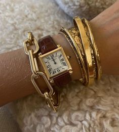 Being Broke, Always Late, Gold Girl, Brown Bracelet, Brown Jewelry, Luxe Jewelry, Watch Vintage, Classy Jewelry, Jewelry Lookbook