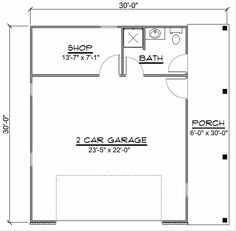 the floor plan for a garage with two car spaces and an additional bedroom on one side