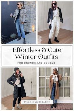 Winter Jeans Outfit Dressy, Sunday Lunch Outfit Winter, Sunday Brunch Outfit Winter Casual, Winter Brunch Outfit Casual, Brunch Outfit Cold Weather, Sunday Lunch Outfit, Casual Brunch Outfit Winter, Petite Winter Outfits, Casual Dinner Outfit Winter