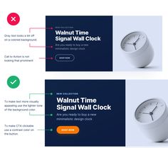 two screens showing the different time zones for wall clocks and how to set them up