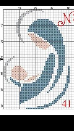 a cross stitch pattern with an image of a woman's face in blue and white