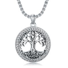 PRICES MAY VARY. 【Silver Tree of Life Necklace】The tree of life represents the eternal cycle of life, interconnectedness, strength and resilience. It serves as a meaningful reminder of the wearer's connection to nature, maintain health and enrich the inner world. Exquisitely and stylish design, suitable for both men and women. 【MATERIALS】Our tree of life necklace for men and women made of real 925 sterling silver, lead-free, nickel-free, skin-friendly, hypoallergenic and tarnish resistant. 【SIZE Symbolic Silver Jewelry With Tree Of Life, Symbolic Silver Necklace With Tree Of Life, Symbolic Silver Tree Of Life Jewelry, Black Family Tree, Black Family, Pendant For Men, The Tree Of Life, Silver Tree, Tree Of Life Necklace