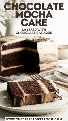 chocolate mocha cake layered with chocolate ganache