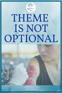 a woman with tattoos on her arm and the words theme is not optimal