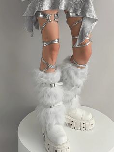 Step into a world of elegance and warmth with our PU Buckles White Faux Fur Leg Warmers. The white fur provides a clean, sophisticated look that complements any outfit. The standout feature of these leg warmers is the stylish PU leather buckles. Garment Size SizeFree SizeFull Length40Cuff22/34 Faux Fur Leg Warmers, Steampunk Fashion Female, Fur Leg Warmers, Steampunk Fashion Male, Gothic Skirts, Steampunk Accessories, White Faux Fur, White Fur, Steampunk Fashion