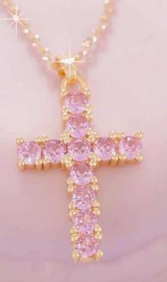 Necklace Cross Pendant, Pink Cubic Zirconia, Copper, 15.7" - 17.5" Cross Pendant, Cubic Zirconia, Cross Necklace, Wedding Gifts, Jewelry Necklace Pendant, Copper, Beauty Book, Jewelry Necklaces, Pendant Necklace