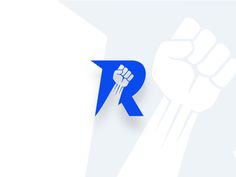 a fist with the letter r on it and an arrow pointing up in the air