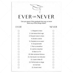 a black and white printable sign with the words ever or never