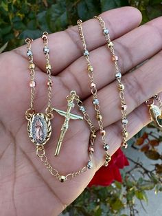 20" Rosary Necklace Gold Plated  Tarnish Free Cheap Elegant Rosary As A Gift, Rosary Necklace Aesthetic, Catholic Fashion, Gold Rosary Necklace, Body Jewelry Diy, Personalized Rosary, Rosary Jewelry, Gold Rosary, Rosary Necklace