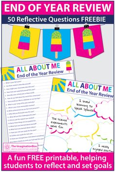 Free Printable End of Year Questions and Activities for Students Door Display