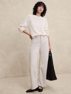 Ultra High-Rise Wide-Leg Vegan Suede Pant | Banana Republic Factory Fall Business Casual, Fall Business, Business Casual Fall, Fall White, Suede Pants, Shank Button, Banana Republic Factory, White Pants, Business Casual