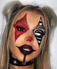 Evil Clown Makeup, Maquillage Halloween Clown, Jester Makeup, Jester Halloween, Clown Costume Women, Cute Clown Makeup, Clown Hair, Makeup Clown