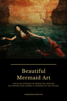 the cover for beautiful mermaid art, with an image of a woman floating in water