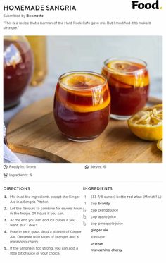 the recipe for homemade sangria is shown in this article