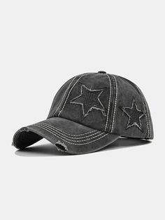 I found this amazing Unisex Cotton Solid Color Five-pointed Star Patch Holes Washed Made-old Baseball Cap with US$12.99,and 14 days return or refund guarantee protect to us. --Newchic 90s Grunge Aesthetic, How To Wash Hats, Top Streetwear Brands, 90s Fashion Grunge, Aesthetic Look, Looks Black, Fashion Story, Grunge Aesthetic