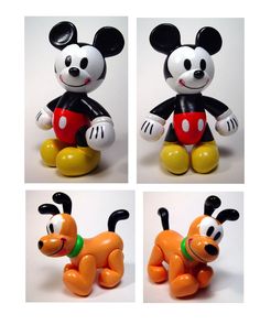 four pictures of mickey mouse with different expressions