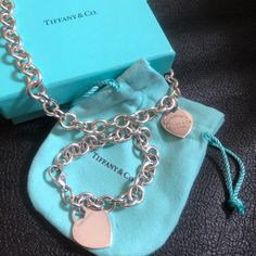 Tiffany Heart Tag Necklace + Bracelet Set 100% Authentic!!! Fully Tiffany 925 Stamped Necklace Chain 16 Inch (I Also Have 18.5 Inches Necklace For The Set With Additional Pricing Inquire If Interested) Bracelet Chain 7.5 Inch Necklace & Bracelet + Dustbag, Box, Shopping Bag Included Free Gift With Purchase Excellent Condition! Sold 2 Set. 1 Set Back In Stock Holidays Coming, Save Big, Get It Before It’s Gone! Tiffany Heart Chain Necklace, Tiffany Heart Tag Necklace, Return To Tiffany, Tiffany Necklace, Big Necklace, Heart Tag, Heart Chain, Bracelet Chain, Gift With Purchase