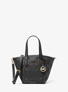 Jet Set Travel Extra-Small Logo Top-Zip Tote Bag | Michael Kors Faux Leather Tote Bag, Michael Kors Outlet, Zip Tote, Bags Logo, Perforated Leather, Gorgeous Bags, Evening Clutch, Free Bag, Leather Tote Bag