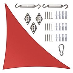 a red triangle with some screws and other tools